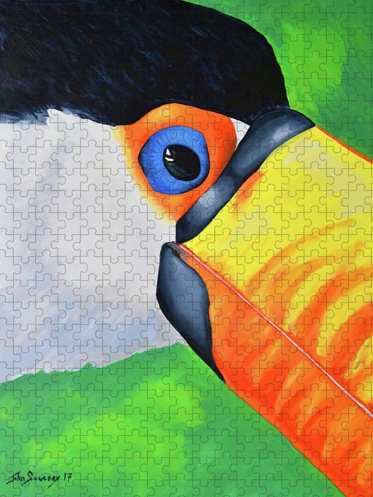 Toucan Jigsaw Puzzle featuring the painting Tommy Toucan by John Sweeney