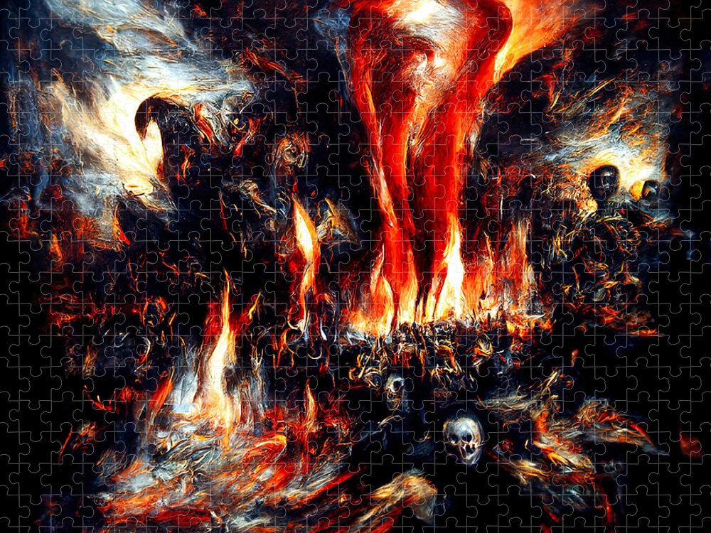 Hell Jigsaw Puzzle featuring the painting Tornado of Souls, 02 by AM FineArtPrints