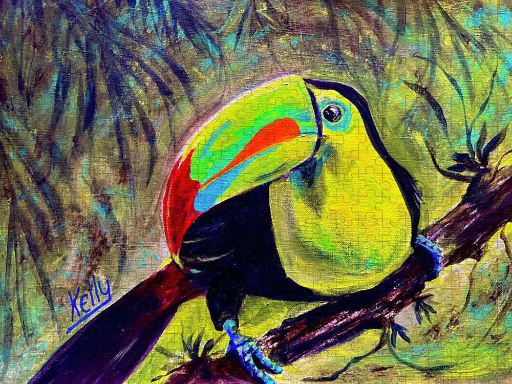 Toucan Jigsaw Puzzle featuring the painting Toucan Sighting by Kelly Smith