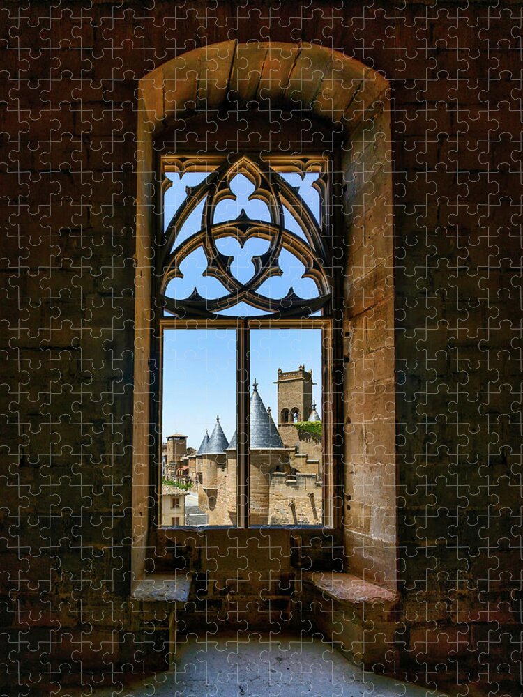 Ornate Jigsaw Puzzle featuring the photograph Tower's ornate window by Micah Offman