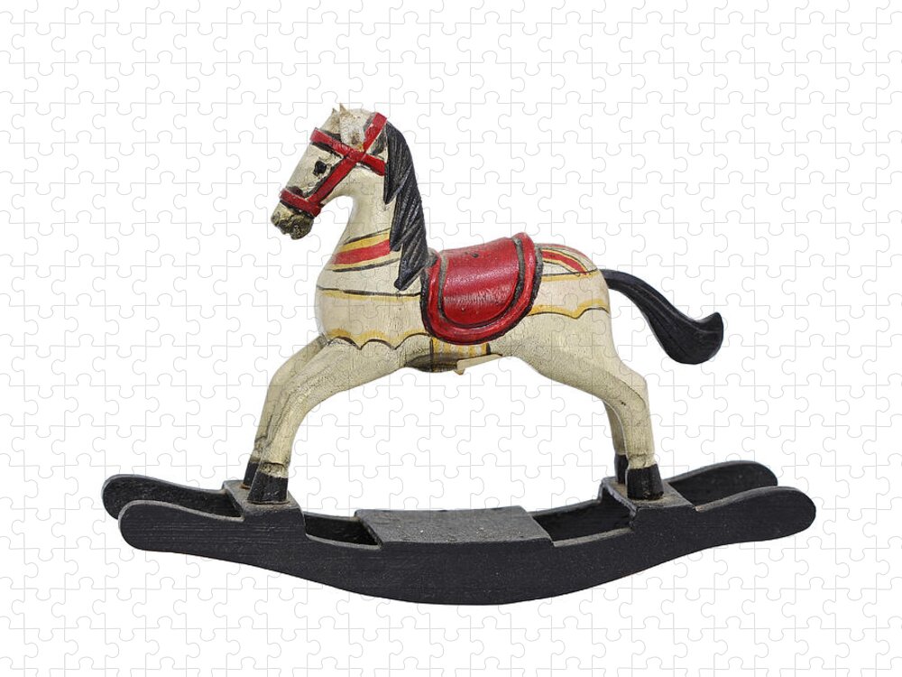  Isolated Jigsaw Puzzle featuring the photograph Childrens toy rocking horse design by Tom Conway