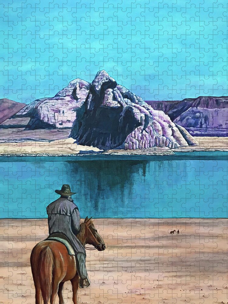 Landscape Jigsaw Puzzle featuring the painting Trackin by Mr Dill