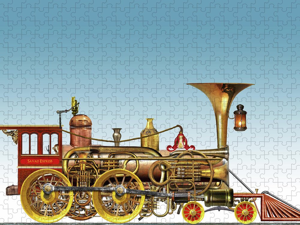 Self Jigsaw Puzzle featuring the digital art Train - Music - Blow the whistle by Mike Savad