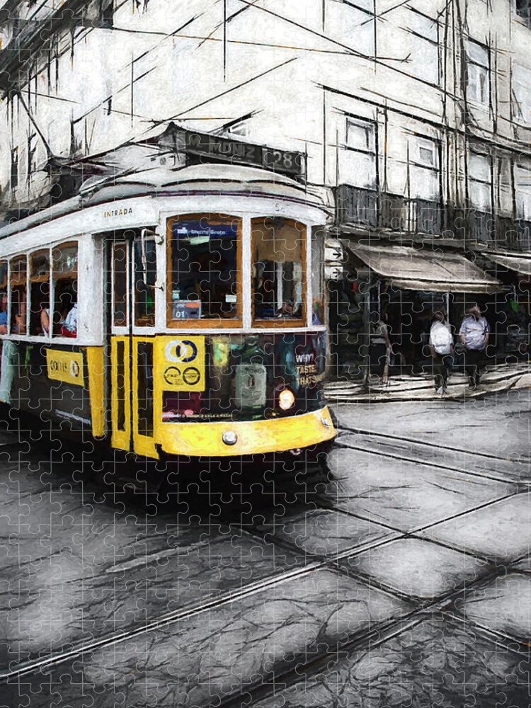 City Jigsaw Puzzle featuring the photograph Tram 28 in Lisbon by W Chris Fooshee