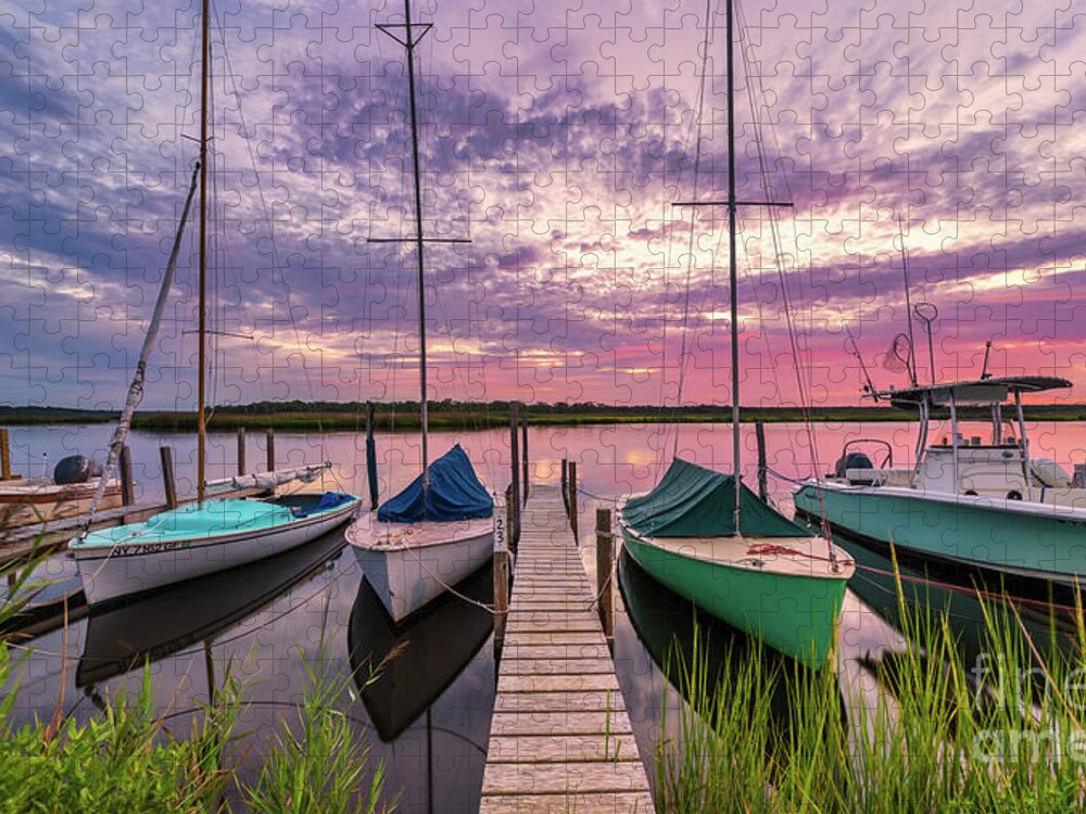 Boat Jigsaw Puzzle featuring the photograph Tranquil Marina at Dawn by Sean Mills