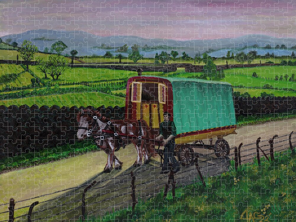 Acrylic Painting Jigsaw Puzzle featuring the painting Traveller On Appleby Road by The GYPSY