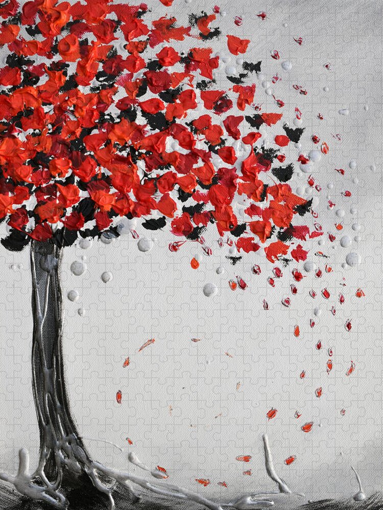 Red Poppies Jigsaw Puzzle featuring the painting Tree Full of Wishes by Amanda Dagg
