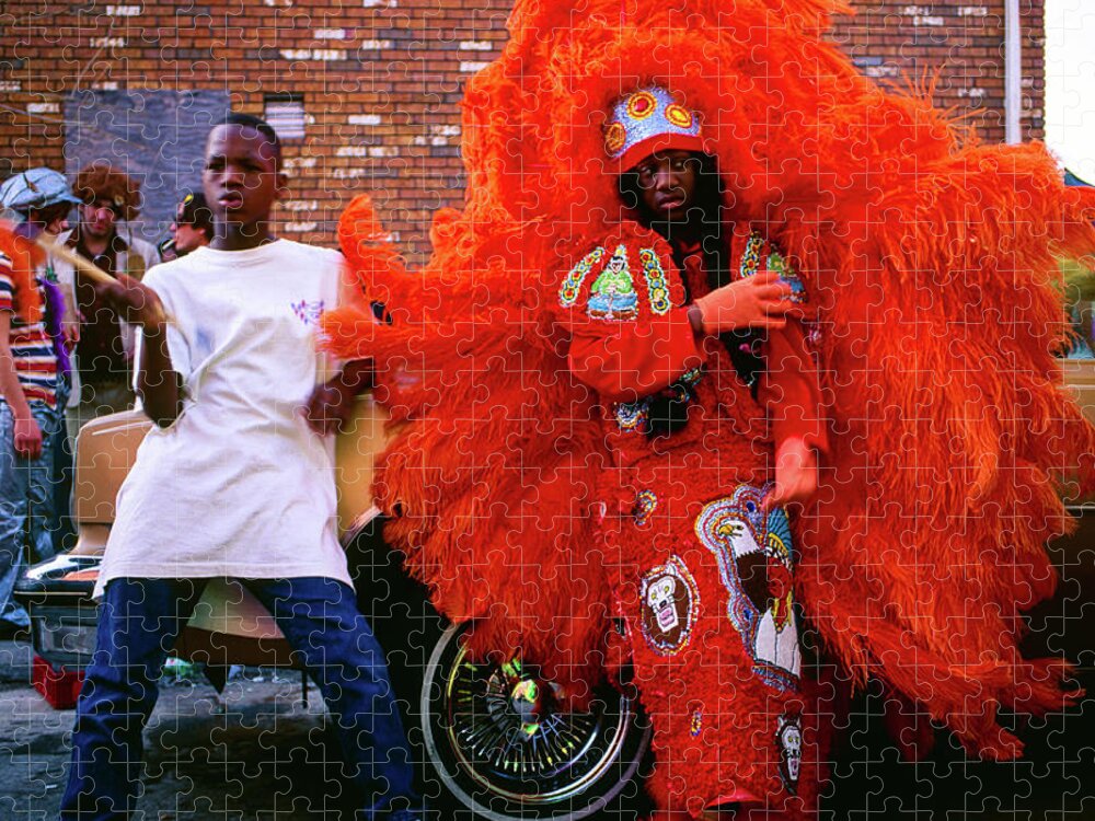 Mardi Gras Jigsaw Puzzle featuring the photograph Treme - Mardi Gras Black Indian Parade, New Orleans by Earth And Spirit