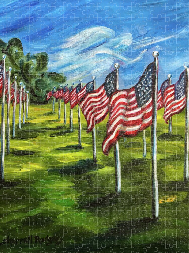 Original Art Jigsaw Puzzle featuring the painting Tribute to the Fallen by Sherrell Rodgers