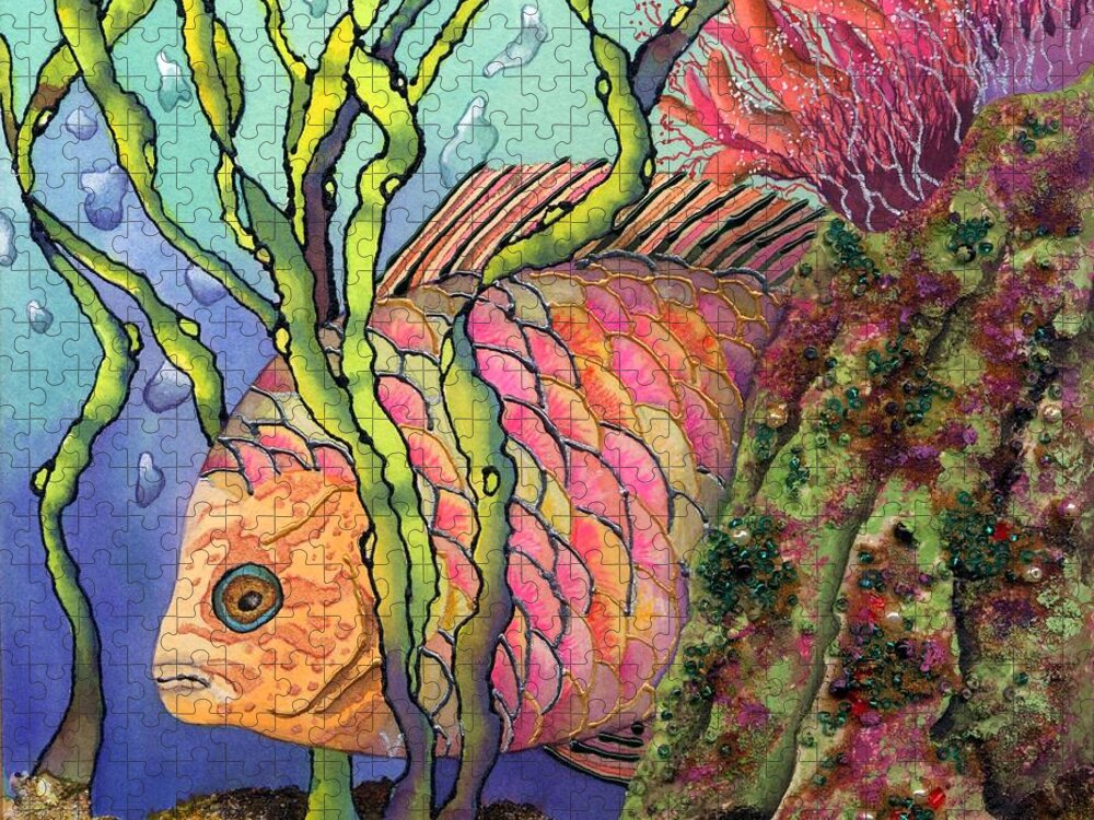 Ocean Jigsaw Puzzle featuring the painting Tropical Fish by Lynne Henderson