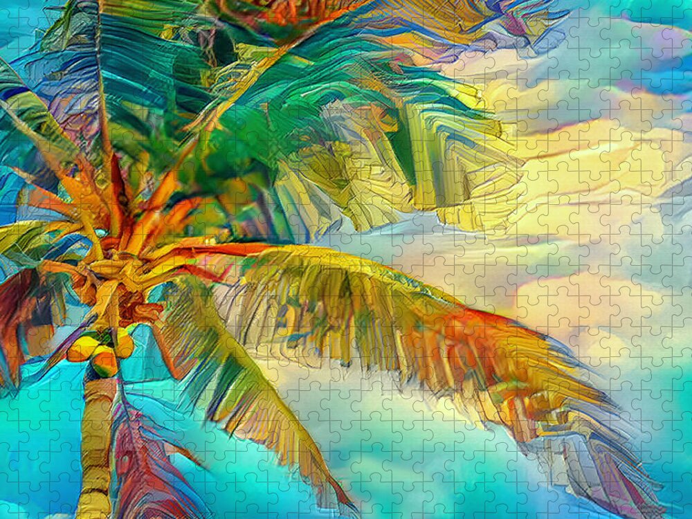 Tree Jigsaw Puzzle featuring the photograph Tropical Palm Tree Art by Debra Kewley