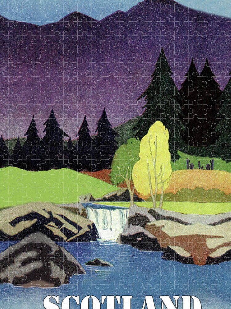 Trossachs Jigsaw Puzzle featuring the digital art Trossachs Mountains, Scotland by Long Shot
