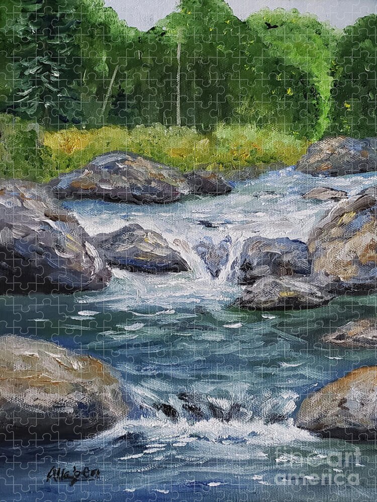 River Paintings Jigsaw Puzzle featuring the painting Trout Water by Stanton Allaben