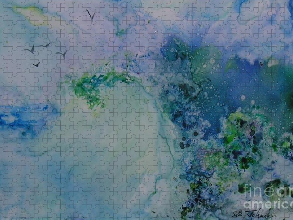 Watercolor Jigsaw Puzzle featuring the painting Tsunami by Susan Blackaller-Johnson