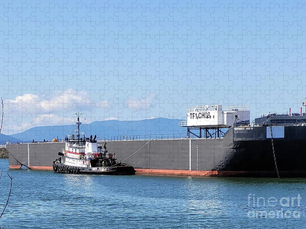 Tug And Barge By Norma Appleton Jigsaw Puzzle featuring the photograph Tug and Barge by Norma Appleton