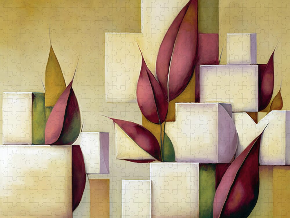 Cubism Jigsaw Puzzle featuring the painting Tulip Cubism by Jacky Gerritsen