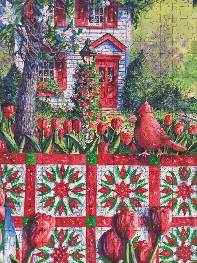 Tulip Jigsaw Puzzle featuring the painting Tulip Quilt by Diane Phalen