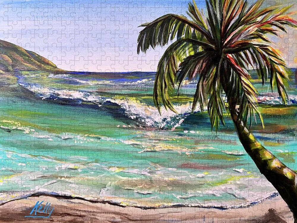 Palm Jigsaw Puzzle featuring the painting Turquoise Bay by Kelly Smith