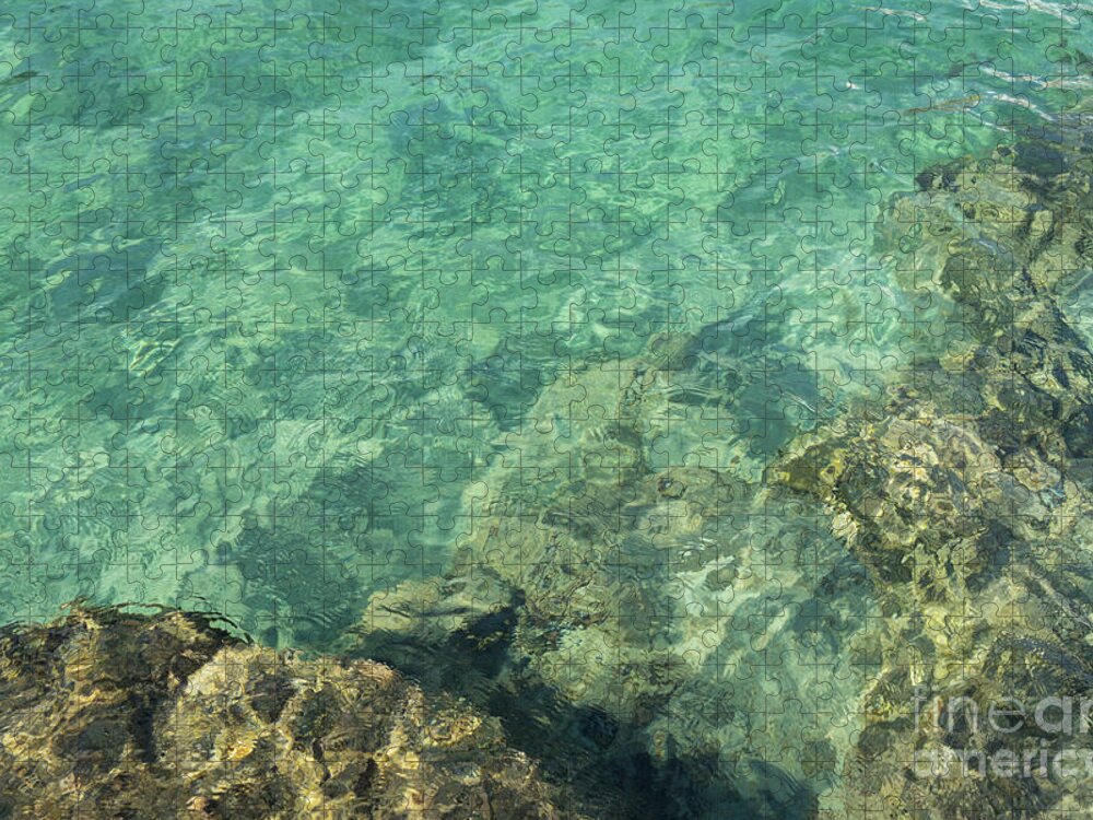Turquoise Jigsaw Puzzle featuring the photograph Turquoise blue water on the Mediterranean coast by Adriana Mueller