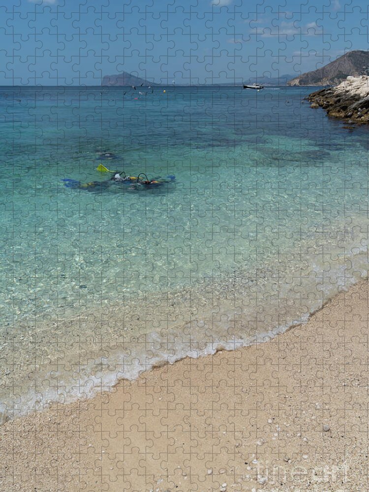 Mediterranean Jigsaw Puzzle featuring the photograph Turquoise blue sea water and diving in Calpe by Adriana Mueller