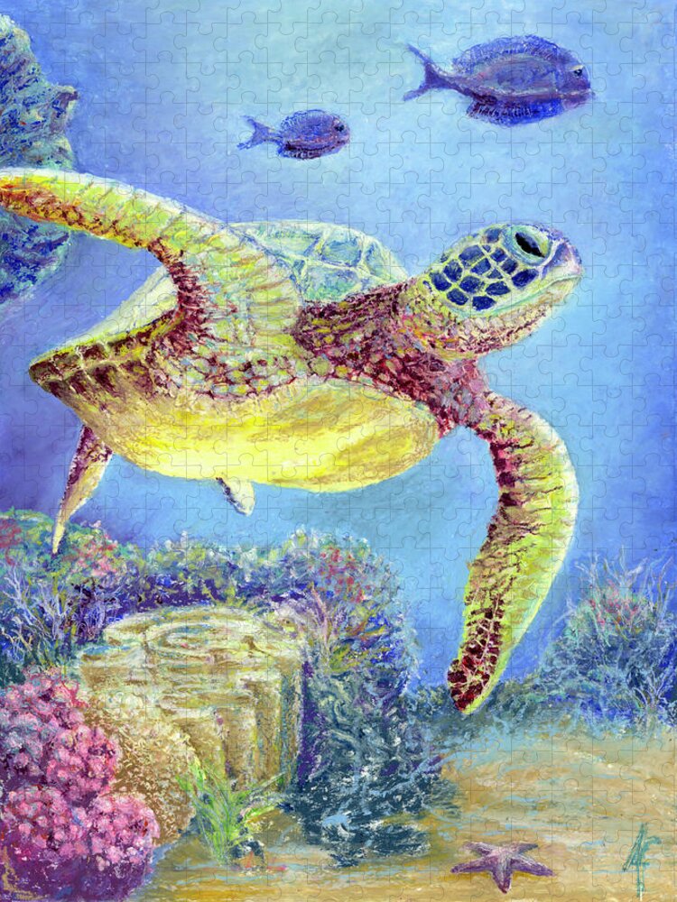 Turtle Jigsaw Puzzle featuring the painting TurtlePainting by Arthur Fix