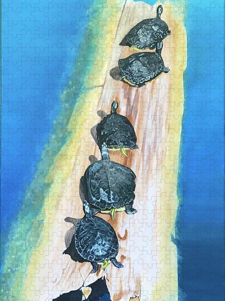 Turtles Jigsaw Puzzle featuring the painting Turtles by Boots Quimby