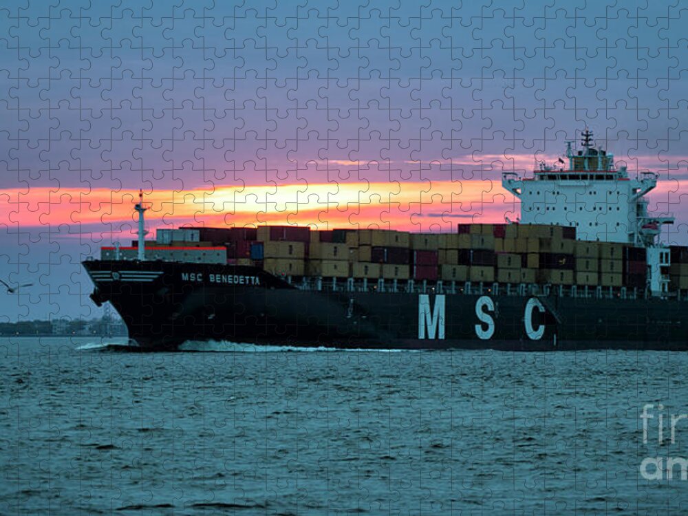 Msc Jigsaw Puzzle featuring the photograph Twilight Departure - Charleston by Dale Powell