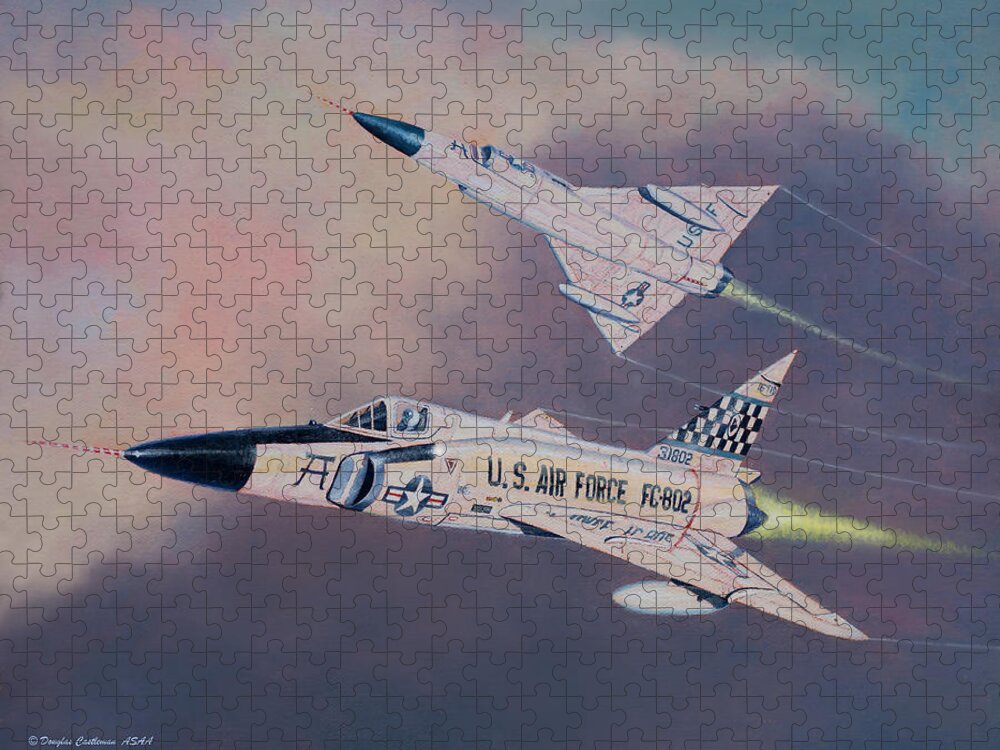Aircraft Jigsaw Puzzle featuring the painting Two Deuces by Douglas Castleman