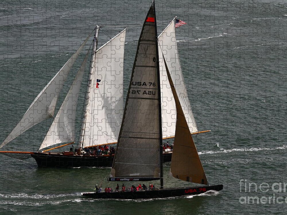 Replica America Jigsaw Puzzle featuring the photograph Two Great Vessel Passing by fototaker Tony