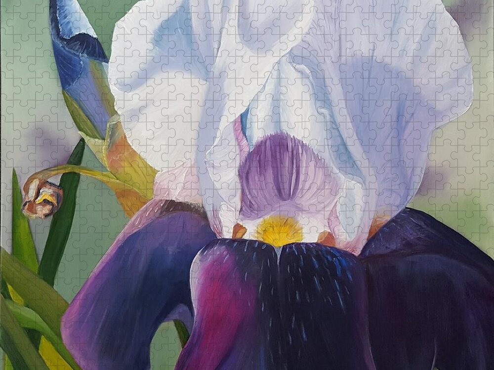 Two Tone Iris Jigsaw Puzzle featuring the painting Two Tone Iris by Connie Rish