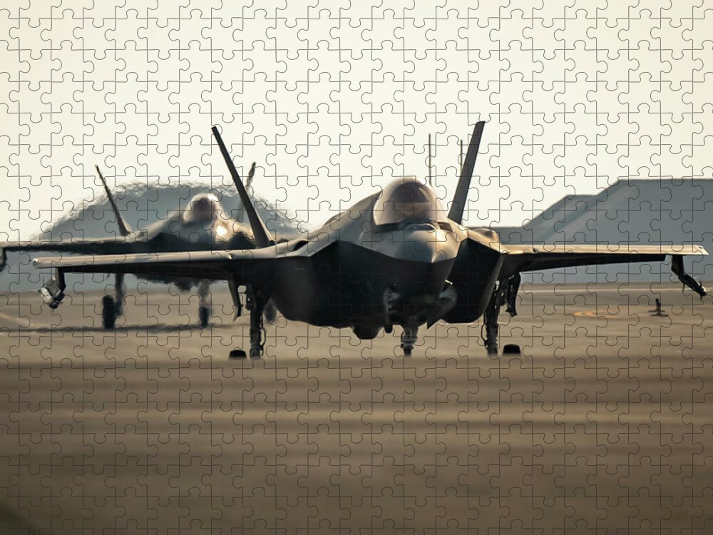 Military Jigsaw Puzzle featuring the photograph Two U.S. Air Force F-35A by Tech Sgt Leah Ferrante