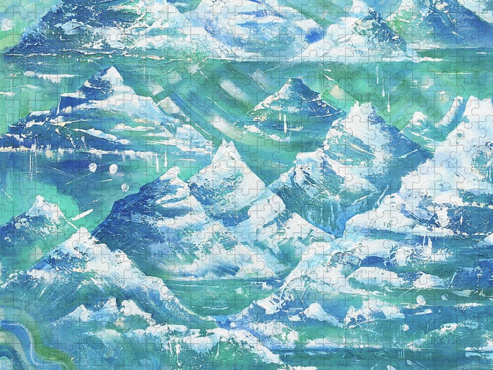 Mountains Jigsaw Puzzle featuring the painting Ultimate High by Pamela Kirkham