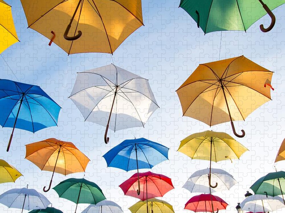 vaak geweld Somber Umbrellas Colorful Hanging Hang Parasols Art Jigsaw Puzzle by Unknown -  Pixels