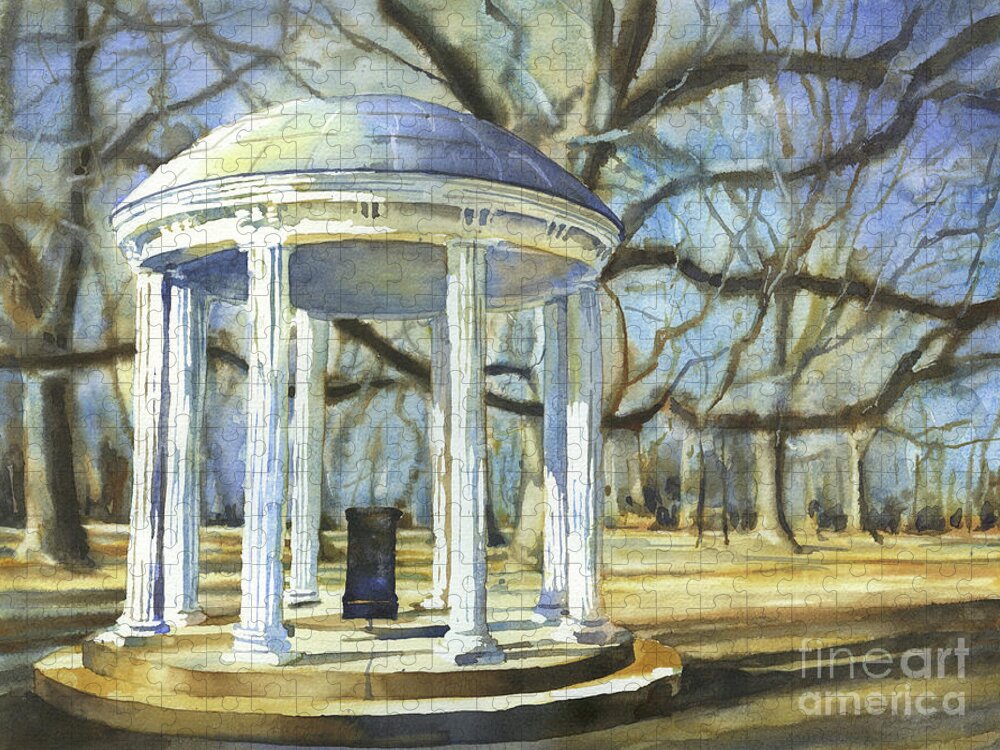 Art For House Jigsaw Puzzle featuring the painting UNC Old Well- Chapel Hill by Ryan Fox