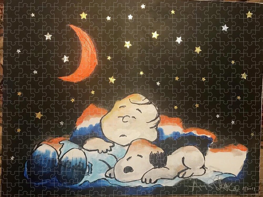  Jigsaw Puzzle featuring the painting Under the Stars by Angie ONeal