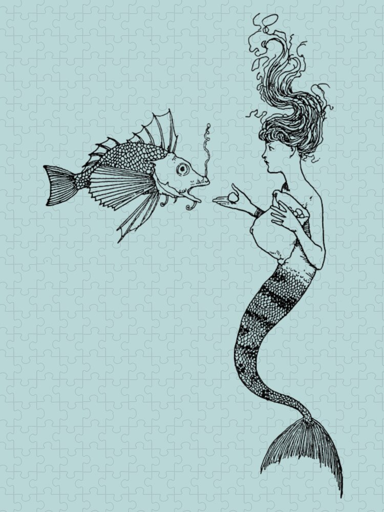Mermaid Jigsaw Puzzle featuring the digital art Underwater Scene by Madame Memento