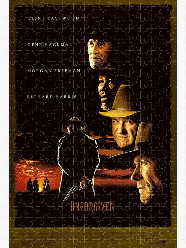 Unforgiven Jigsaw Puzzle featuring the digital art Unforgiven 1992 Poster by Fortunaledge STORE