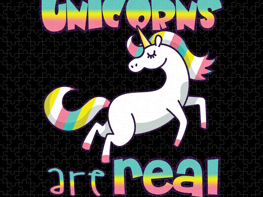Unicorn Gifts Jigsaw Puzzle featuring the digital art Unicorns Are Real by Jacob Zelazny