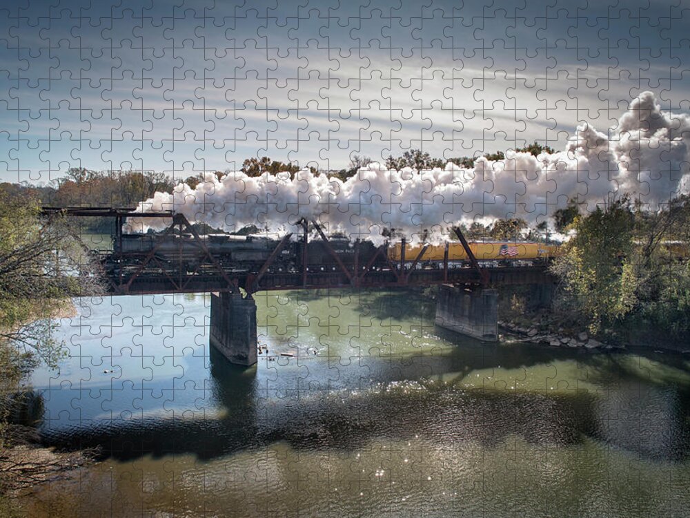 Railroad Jigsaw Puzzle featuring the photograph Union Pacific 4014 Big Boy at Arkadelphia Arkansas by Jim Pearson