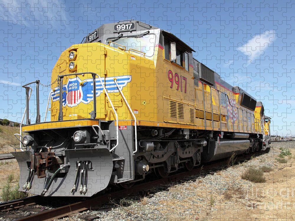 Wingsdomain Jigsaw Puzzle featuring the photograph Union Pacific Locomotive Train - 5D18640 by Wingsdomain Art and Photography