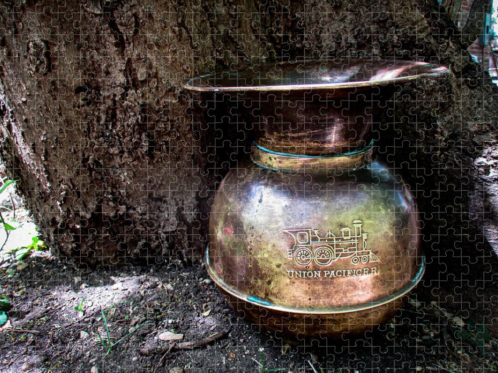 Spittoon Jigsaw Puzzle featuring the photograph Union Pacific RR Spittoon by W Craig Photography
