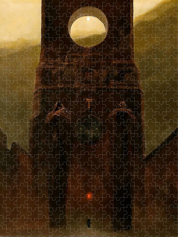 The Church Jigsaw Puzzle featuring the painting Untitled - The Church by Zdzislaw Beksinski