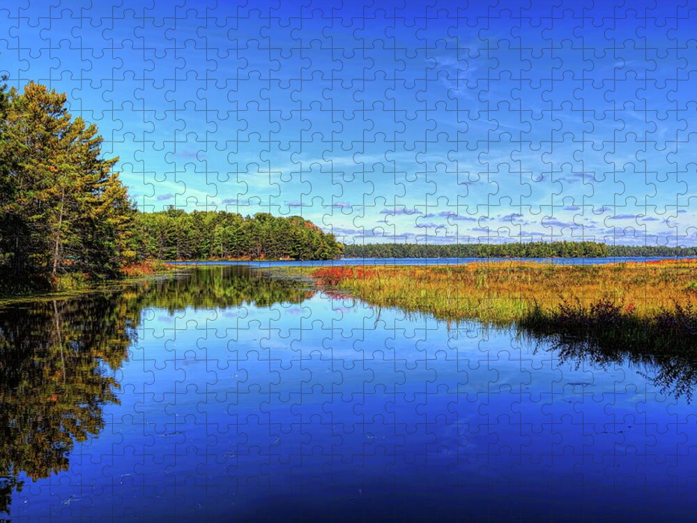 Upnorth Jigsaw Puzzle featuring the photograph Upper Buckatabon Lake in Fall by Dale Kauzlaric