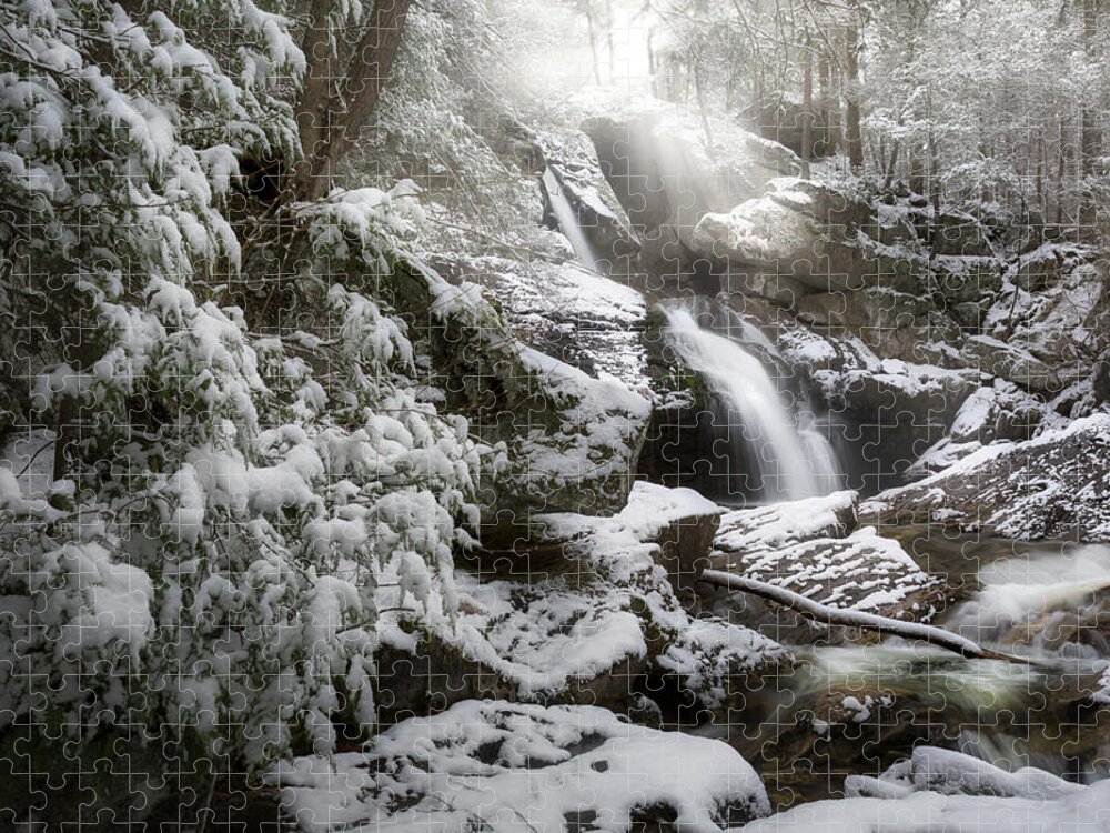 Snowy Trees Jigsaw Puzzle featuring the photograph Upper Kent Falls 2016 by Bill Wakeley