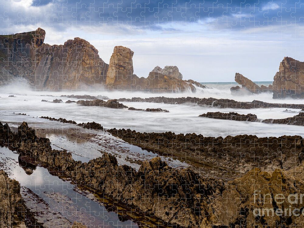Atlantic Ocean Jigsaw Puzzle featuring the photograph Urros de Liencres by Nando Lardi