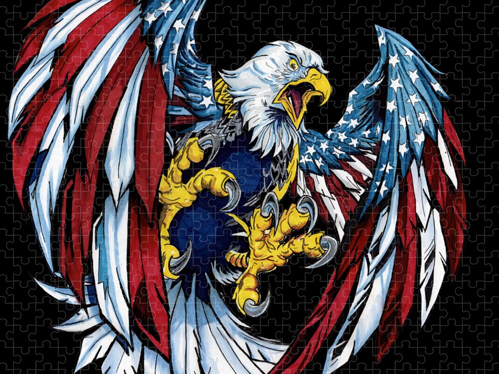 Us Jigsaw Puzzle featuring the drawing US Eagle by Bill Richards
