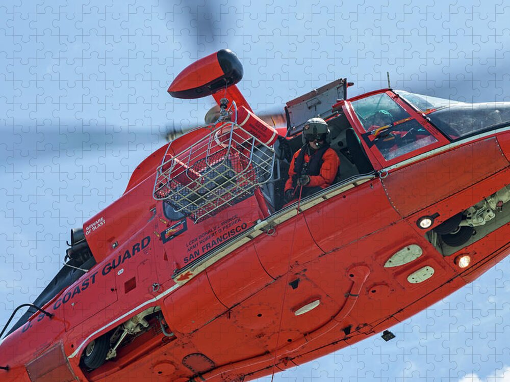 Helicopter Jigsaw Puzzle featuring the photograph USCG Helo Operations by Rick Pisio