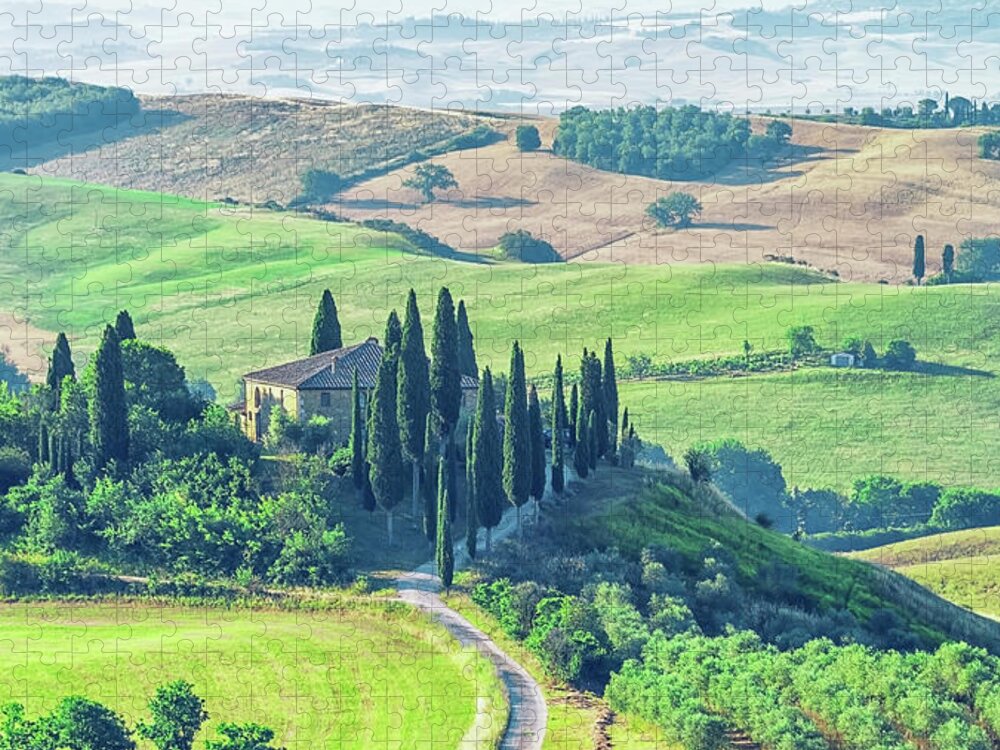 Green Jigsaw Puzzle featuring the photograph Val D'Orcia by Manjik Pictures