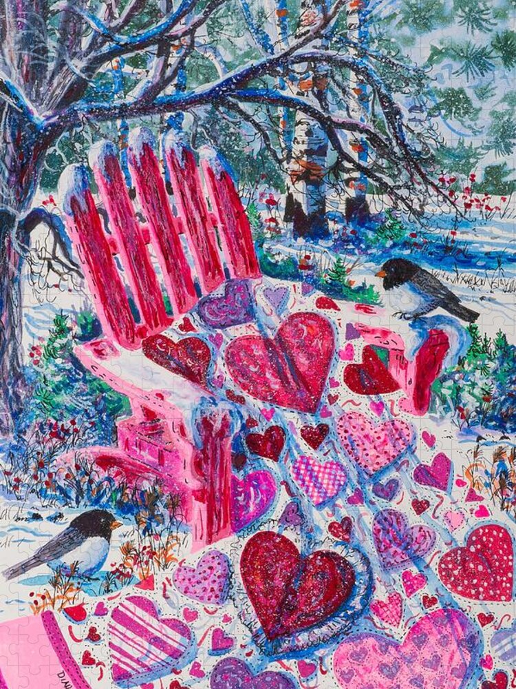 Valentine Jigsaw Puzzle featuring the painting Valentine Hearts by Diane Phalen