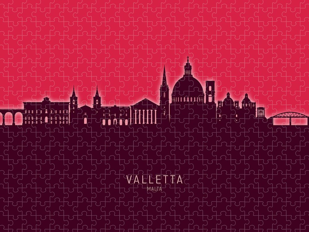 Valletta Jigsaw Puzzle featuring the digital art Valletta Malta Skyline #41 by Michael Tompsett